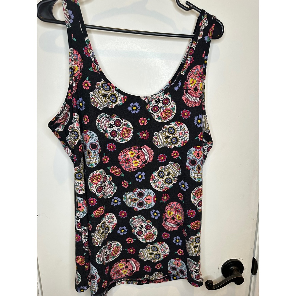 No Boundaries Sugar Skull Floral Tank Top Black XXL 2XG NJ19T006GB